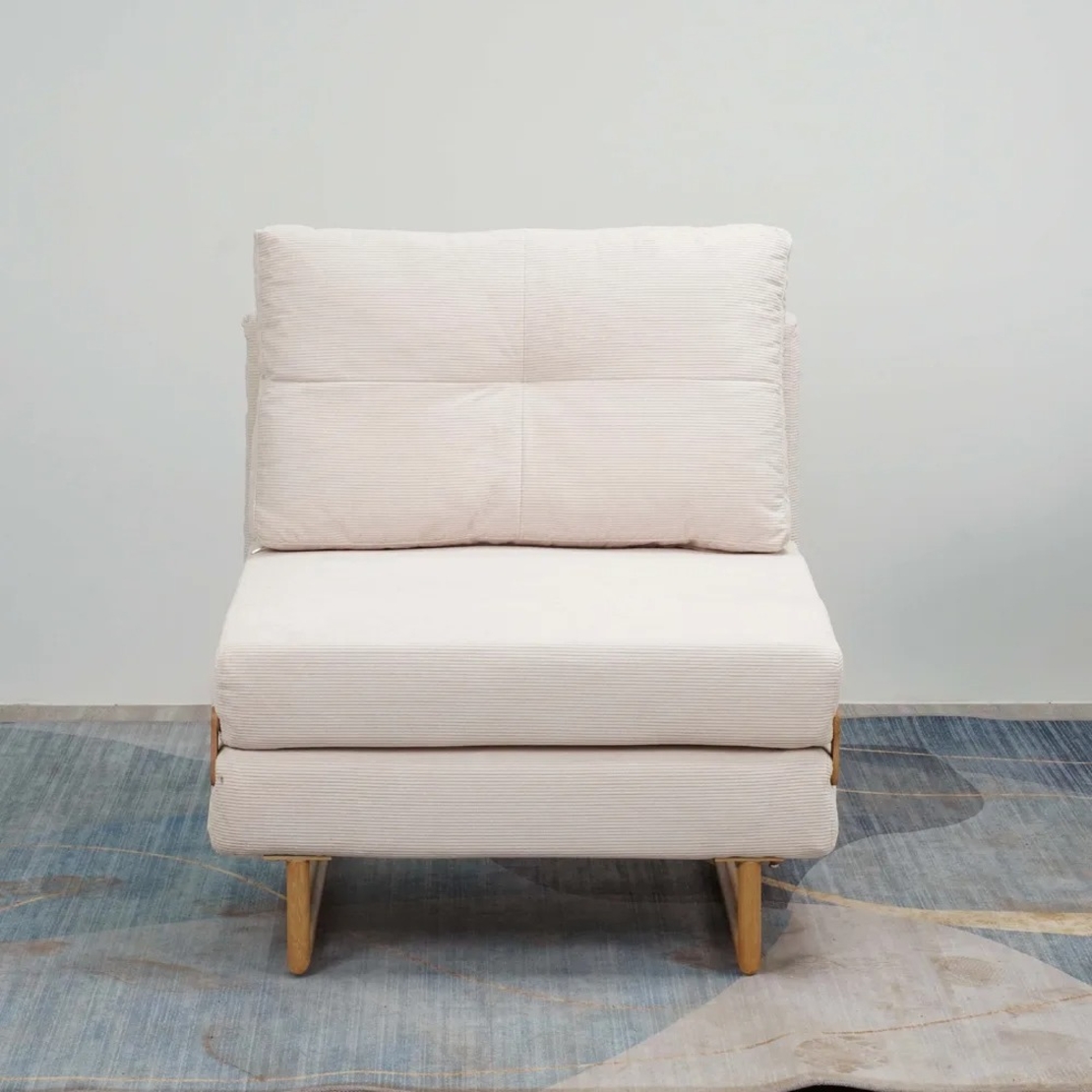 כורסא ברוחב 80 נפתחת למיטה מרופדת בד רחיץ דגם לילך קרם