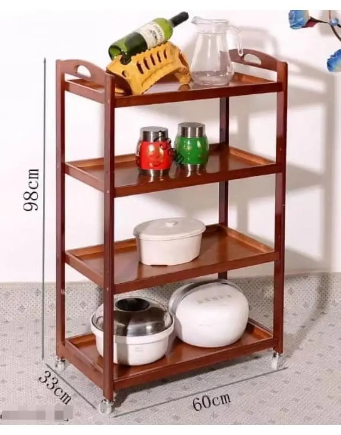 עגלת מטבח 4 קומות על גלגלים במבוק