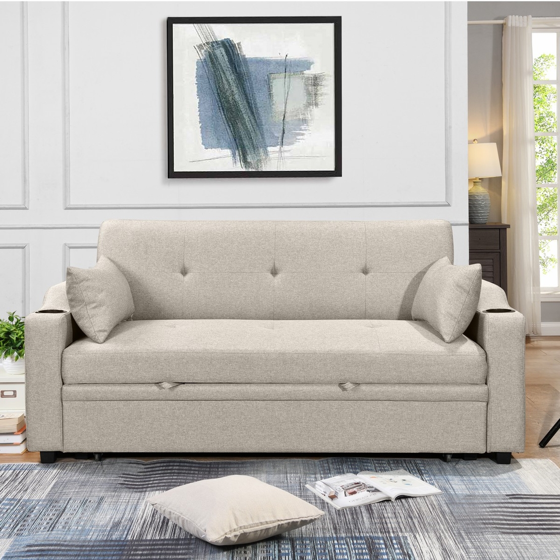 ספה דו-מושבית נפתחת למיטה זוגית דגם פצ’רטי PACERTI חום בהיר (בז')