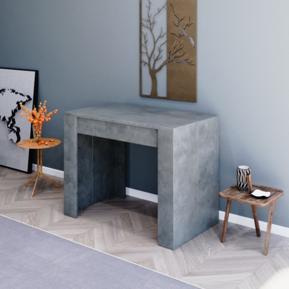 קונסולה נפתחת לפינת אוכל 3 מטר דגם לורד אפור בטון