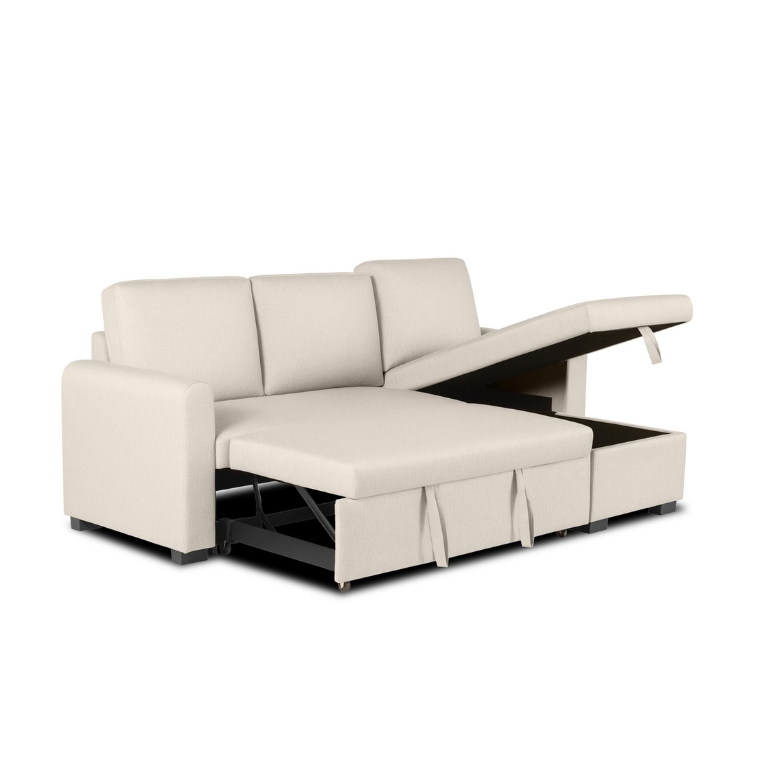 סלון פינתי מודולרי נפתח למיטה כולל ארגז מצעים דגם סלינה SELINA בז'