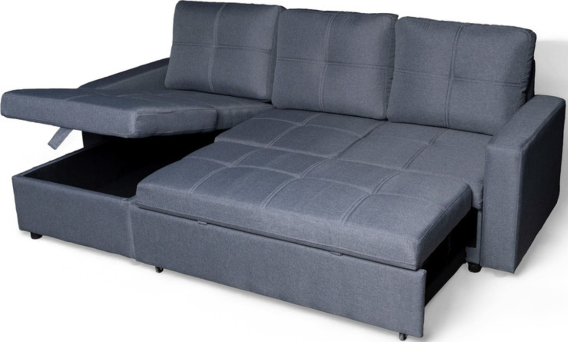 ספה פינתית עם ארגז מצעים דגם מודנה Modena אפור כהה