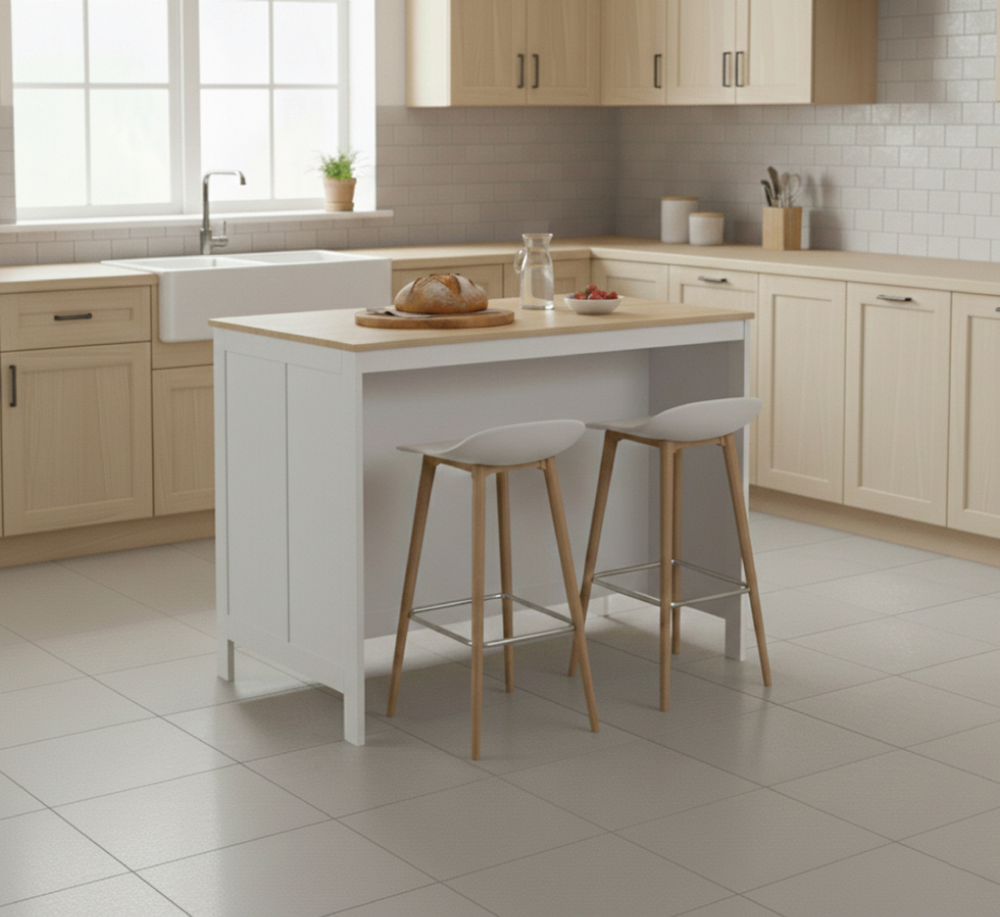 אי למטבח משולב שולחן בר דגם עדן Eden לבן משולב עץ | מבית WOODY