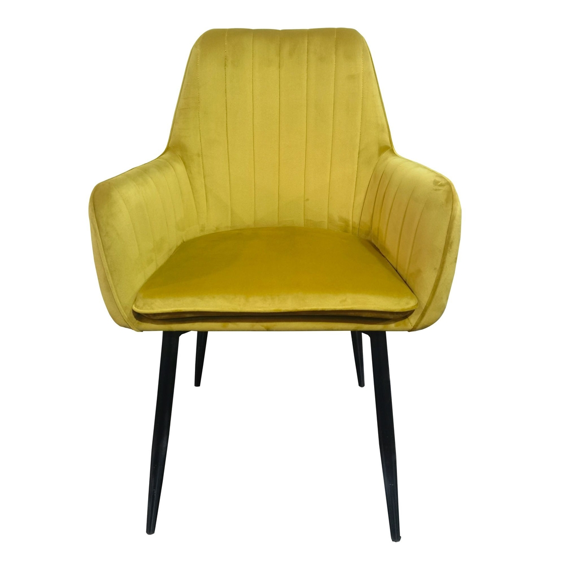 זוג כורסאות מעוצבות מקטיפה דגם פנדה צהוב-חרדל