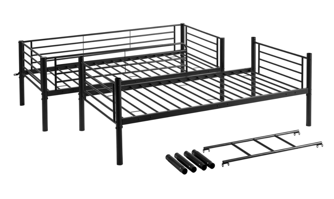 מיטת קומותיים ממתכת דגם דואט Duet שחור