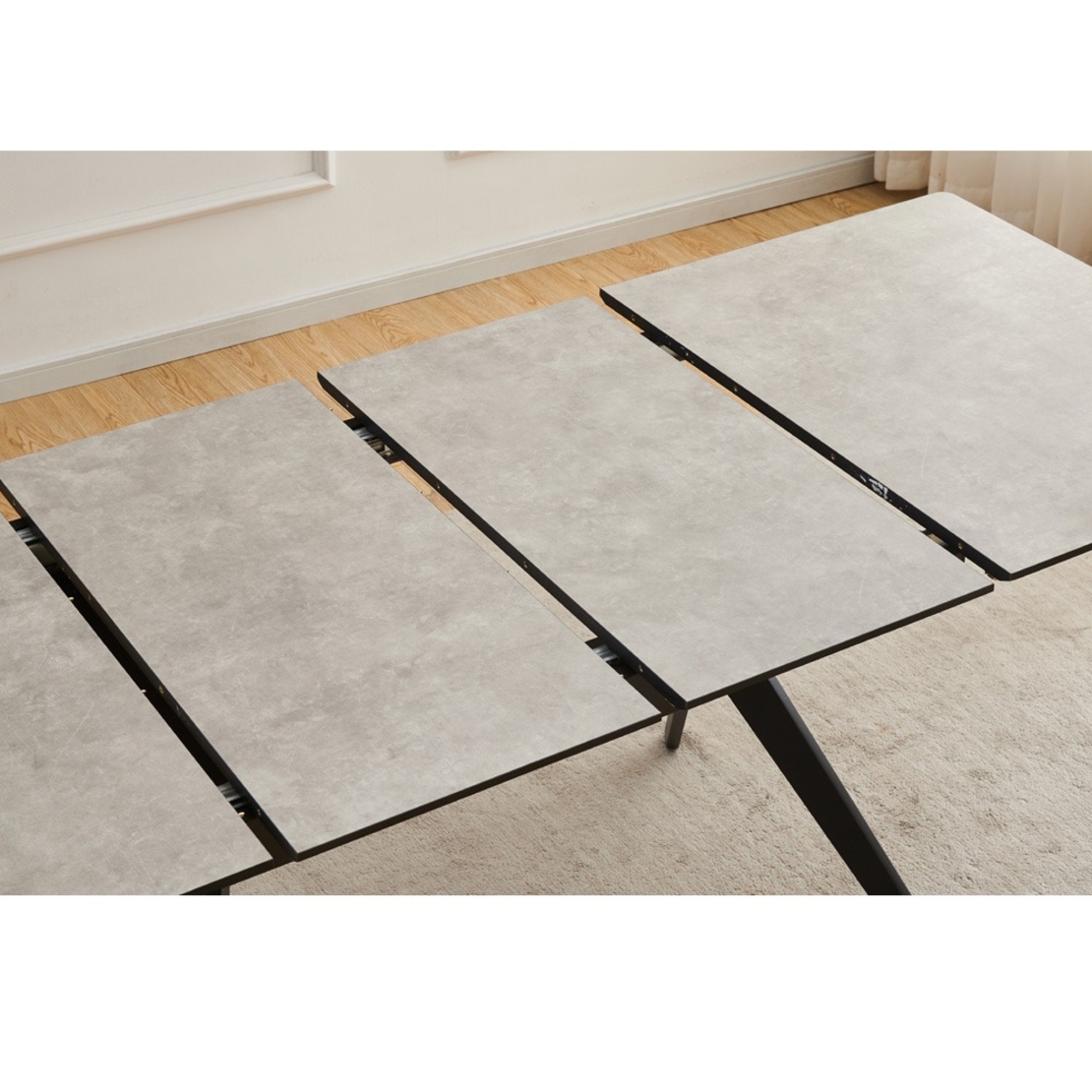 פינת אוכל נפתחת 1.2-2.0 מ' עם 4 כסאות דגם סנטוריני אפור-רוז