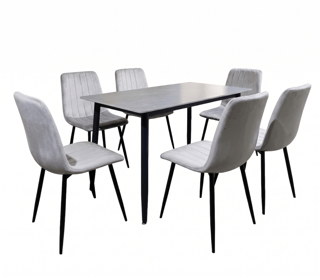 פינת אוכל מקרמיקה אפורה 120/70 ס