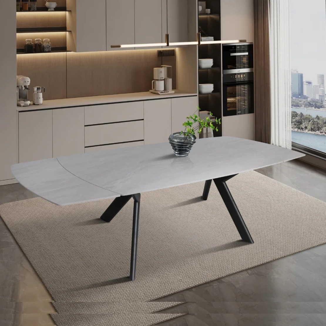 שולחן אוכל אבן קרמית נפתח דגם גפן 140 סהרה