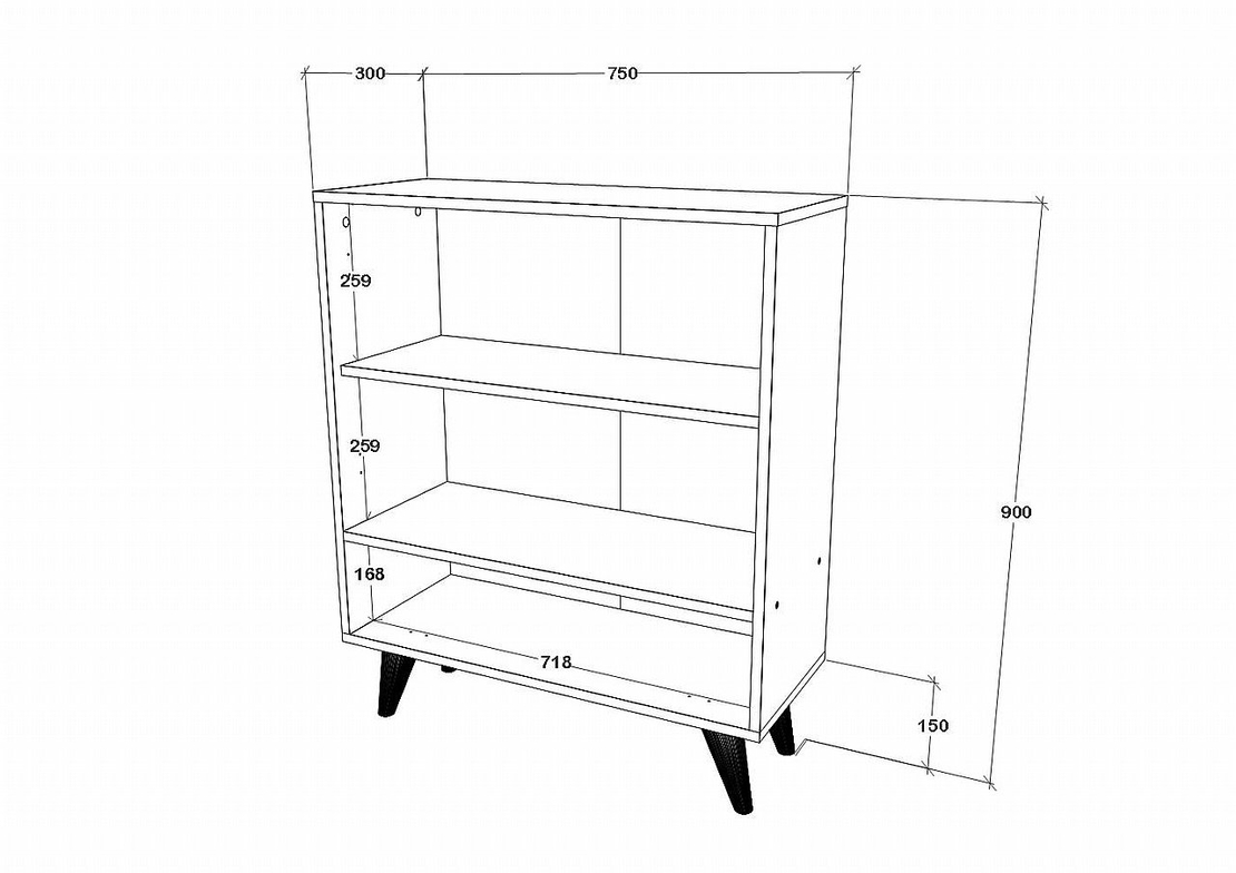 ארונית שידת אחסון ברוחב 75 דגם פורטו PORTO לבן