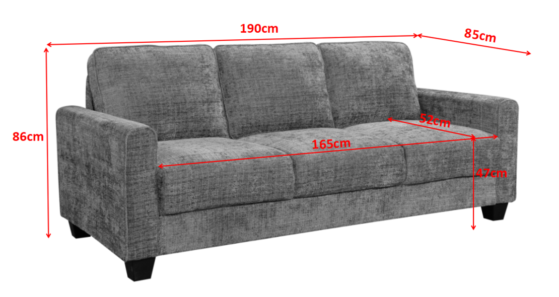 ספה תלת מושבית דגם רינו RINO אפור כהה