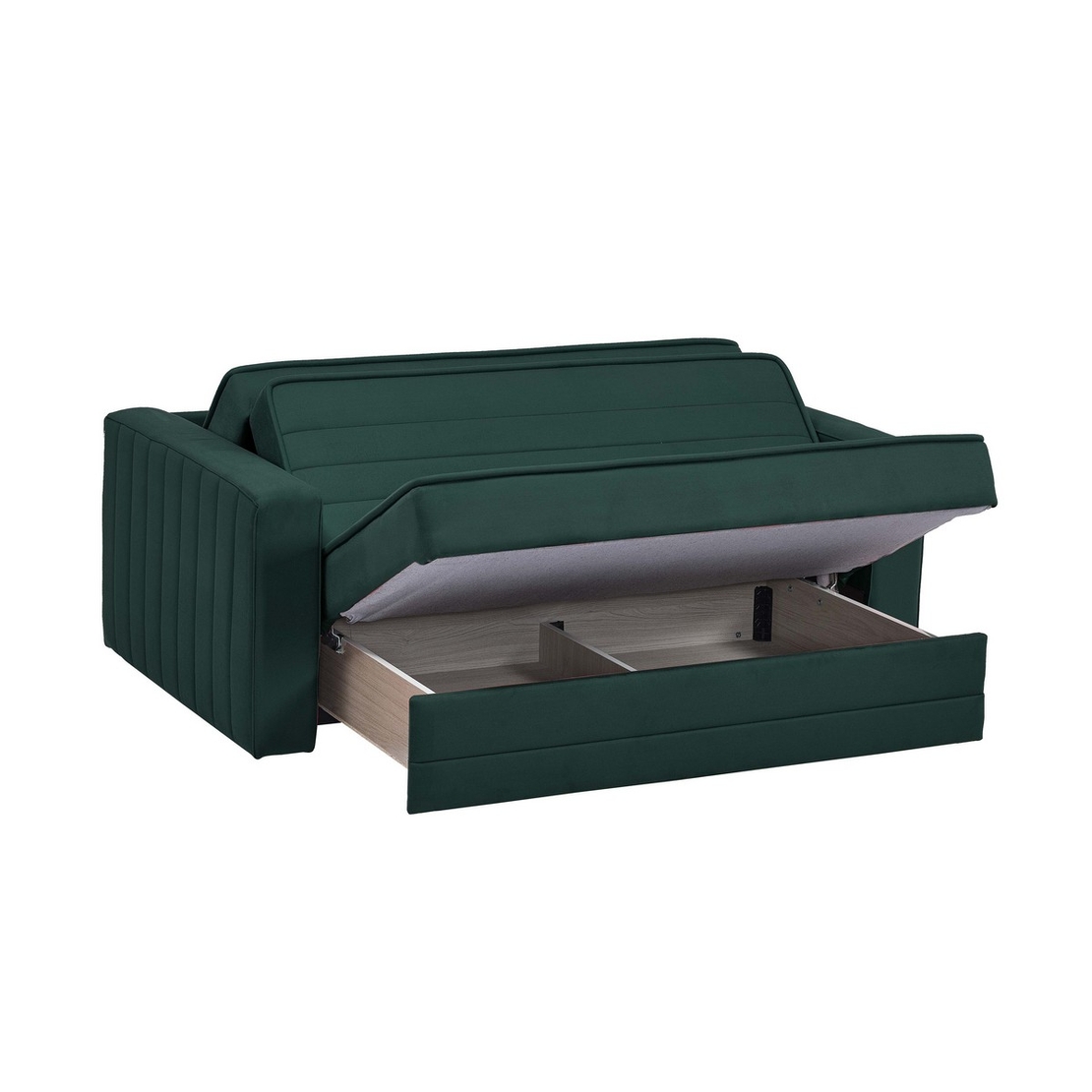 ספה דו-מושבית נפתחת למיטה זוגית עם ארגז מצעים דגם דומו DOMO ירוק