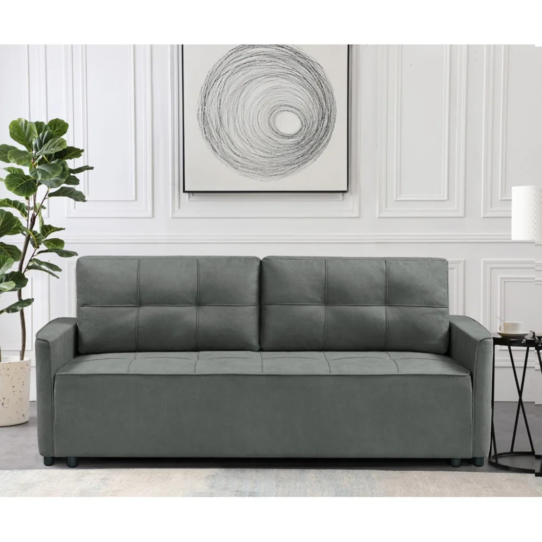 ספה מעוצבת נפתחת למיטה זוגית עם ארגז מצעים דגם ספידי אפור