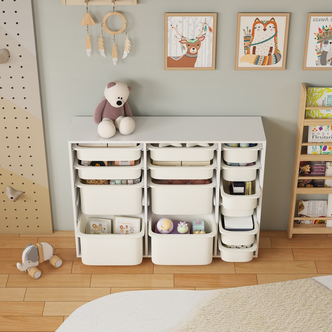 שידת איחסון מכלים רחבה בגוון לבן דגם פליי PLAY