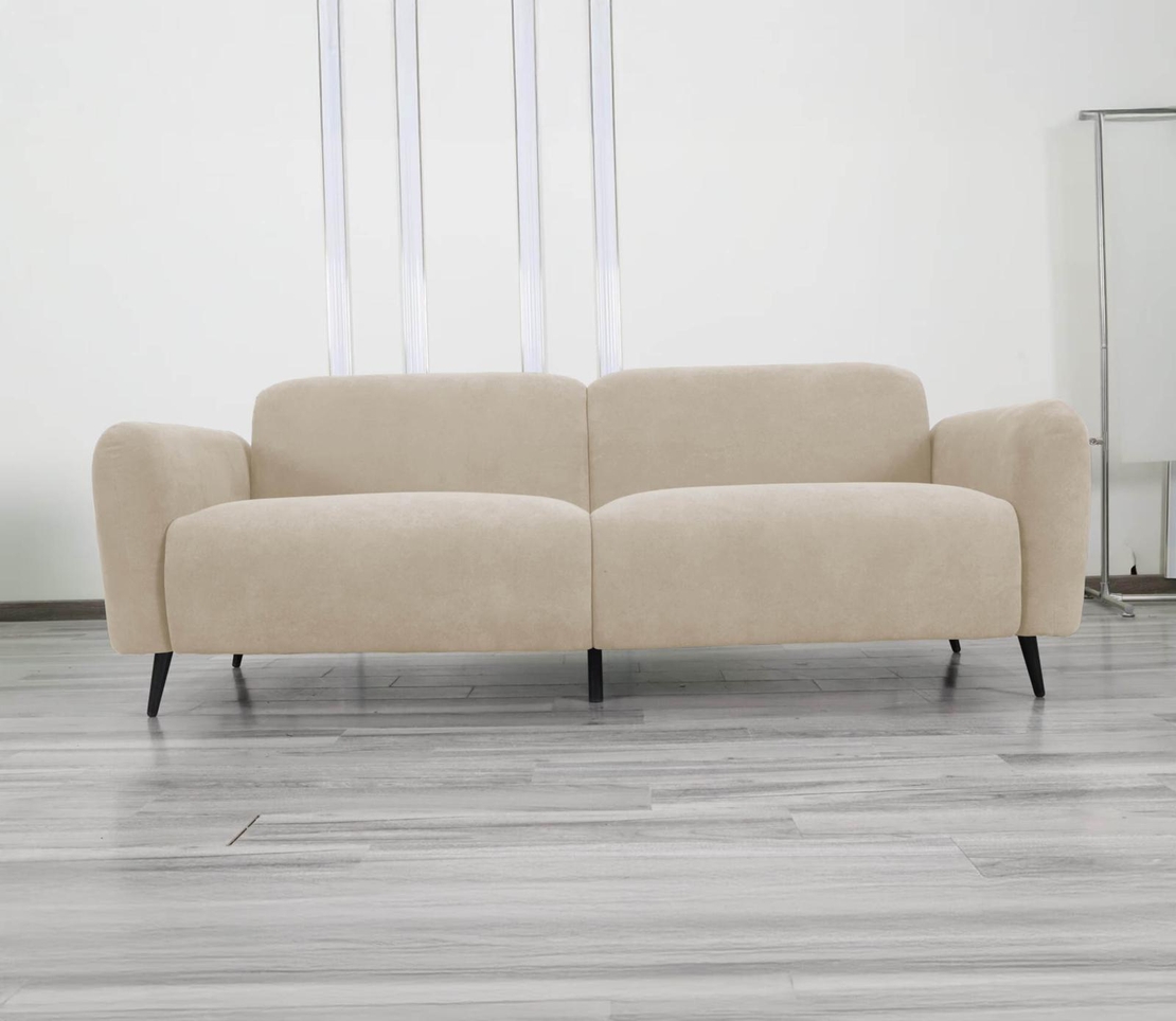 ספה תלת מושבית מבד קטיפה רחיץ ודוחה כתמים דגם סופיה בז