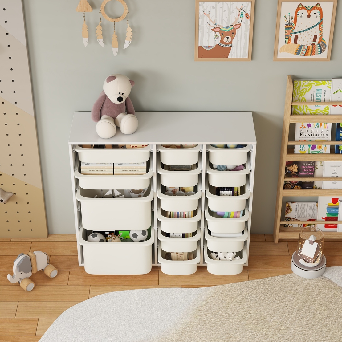 שידת איחסון מכלים רחבה בגוון לבן דגם דול DOOL