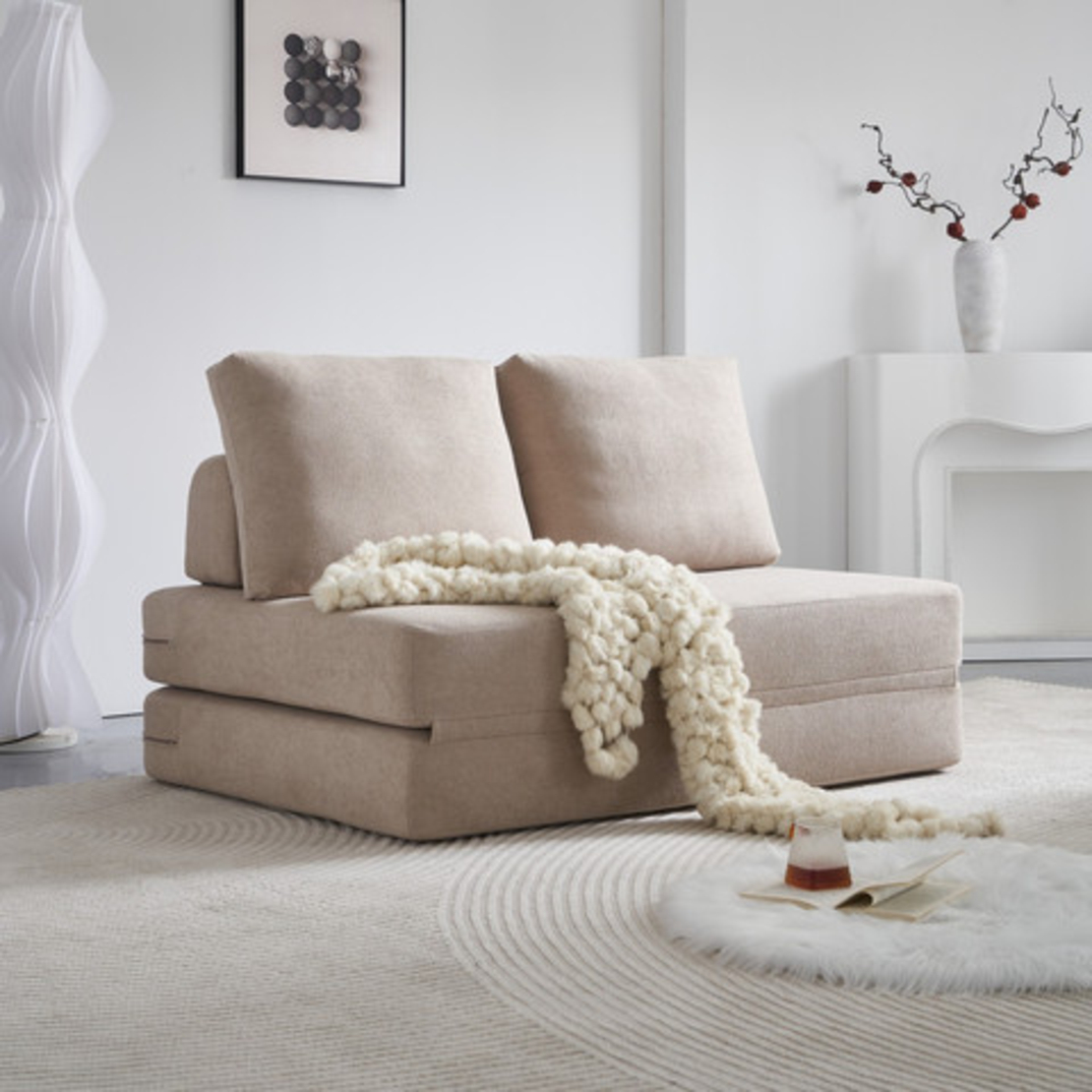 ספה דו-מושבית נפתחת למיטה זוגית דגם קסנדרה CASSANDRA חום בהיר (בז')