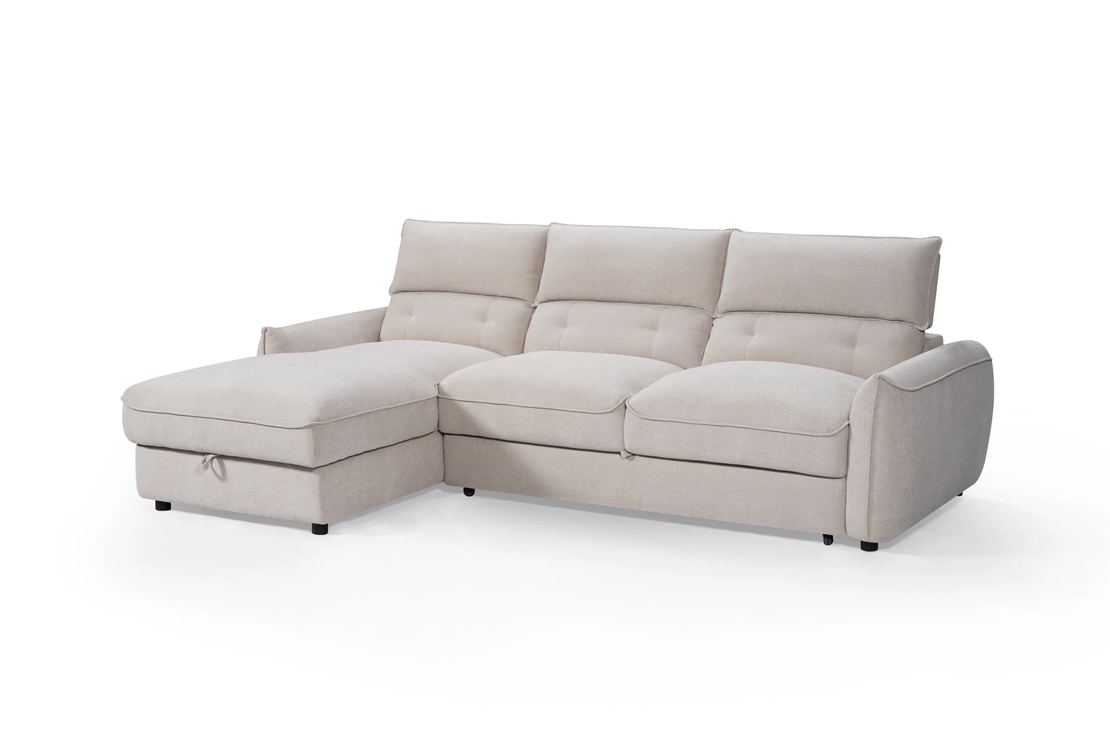 מערכת ישיבה פינתית נפתחת למיטה דגם ולנטיין בז'