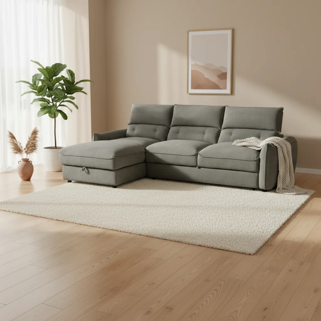 מערכת ישיבה פינתית נפתחת למיטה דגם ולנטיין אפור