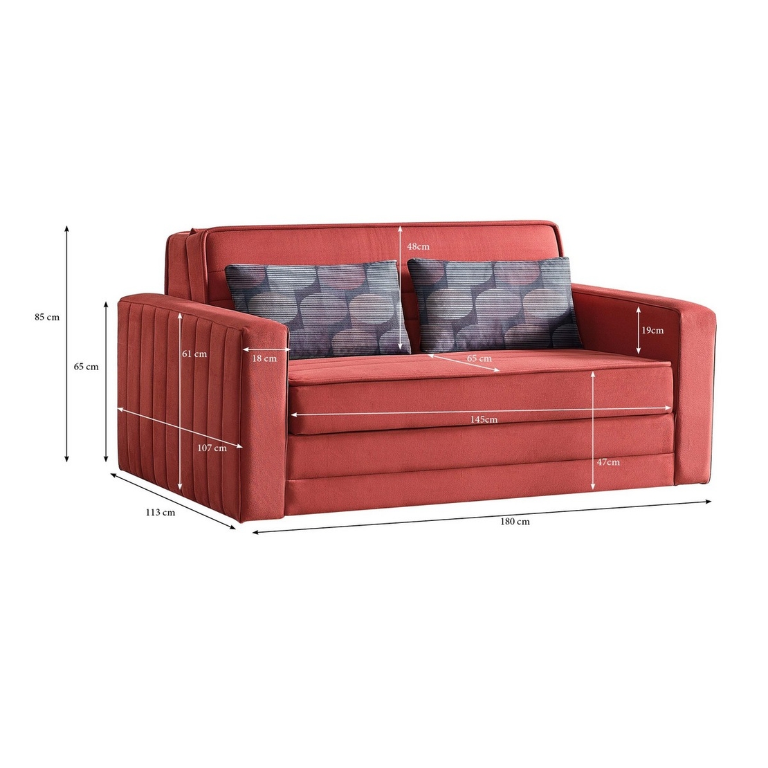 ספה דו-מושבית נפתחת למיטה זוגית עם ארגז מצעים דגם דומו DOMO ירוק