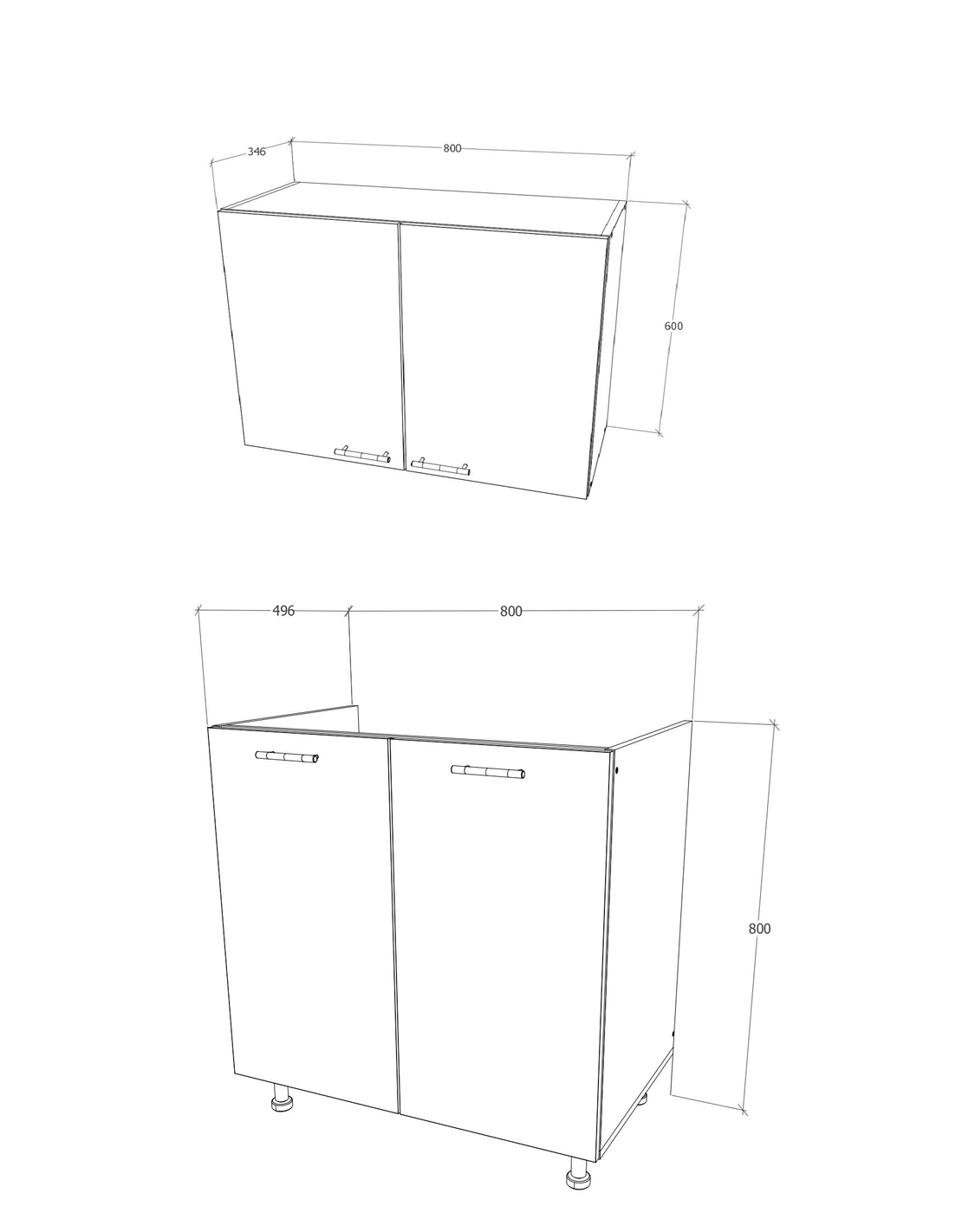 ארונות מטבח מודרני ברוחב 80 כולל כיור נירוסטה דגם מליבו Malibu אלון