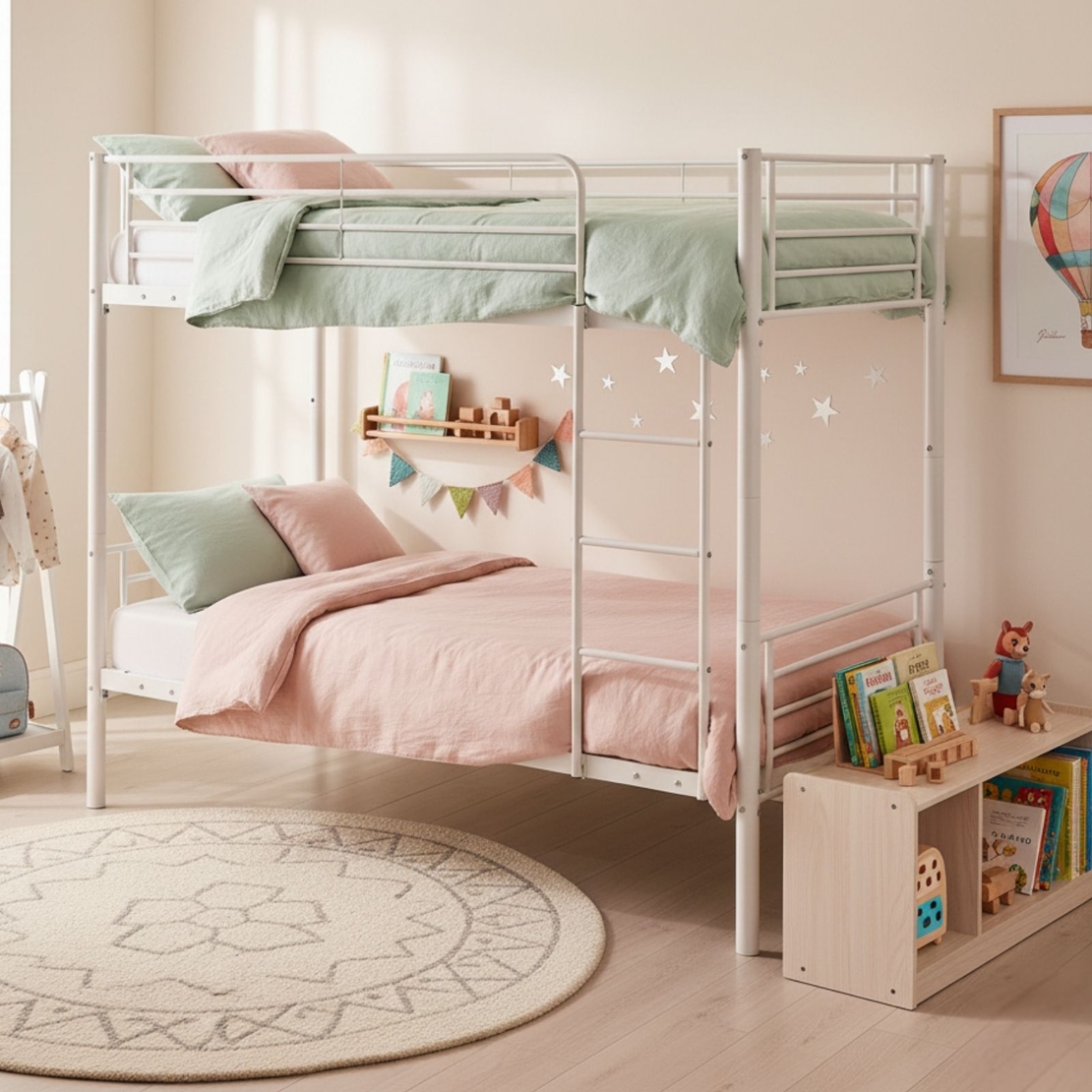 מיטת קומותיים ממתכת דגם דואט Duet לבן