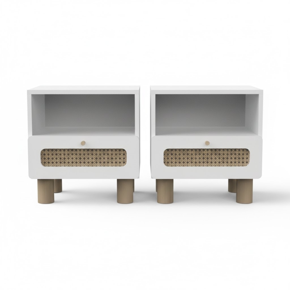 זוג שידות לילה מעץ מלא עם מגירה דגם אוקנה OCHNA