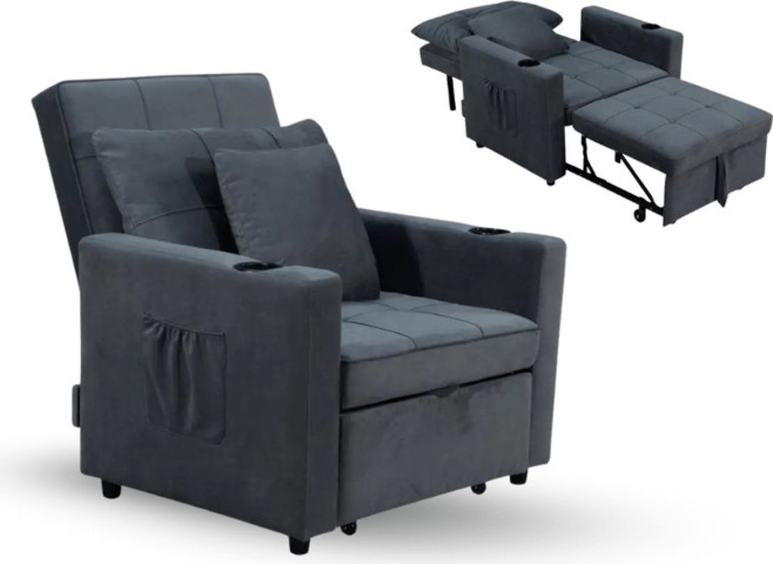 כורסת מיטה נפתחת דגם ליבורנו Livorno אפור כהה