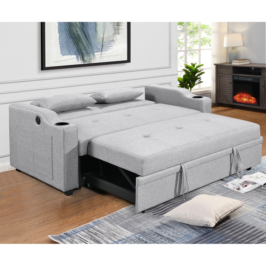 ספה דו-מושבית נפתחת למיטה זוגית דגם פצ’רטי PACERTI אפור בהיר