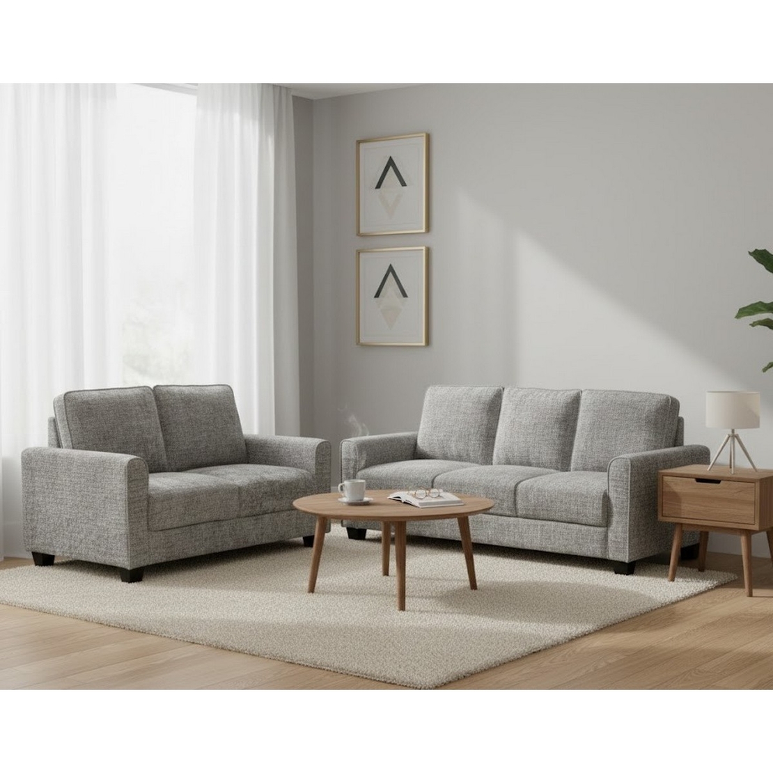 סלון 3+2 מערכת ישיבה כוללת זוג ספות דגם רינו RINO אפור בהיר