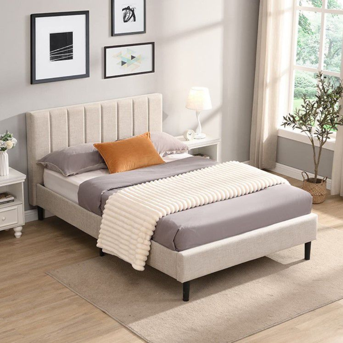 מיטת ילדים ונוער מרופדת 90*190 דגם סמארט SMART בז'