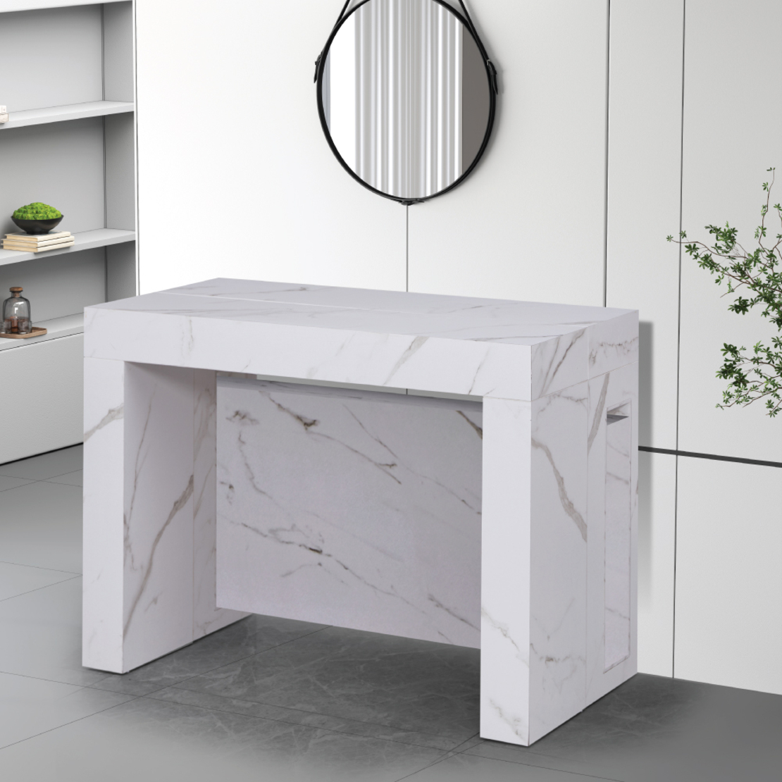 קונסולה נפתחת לפינת אוכל 3 מטר דגם הרמס Hermes לבן שיש | מבית WOODY