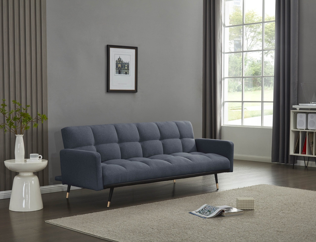 ספה נפתחת למיטה מבד אריג רחיץ ודוחה כתמים דגם בריסל כחול