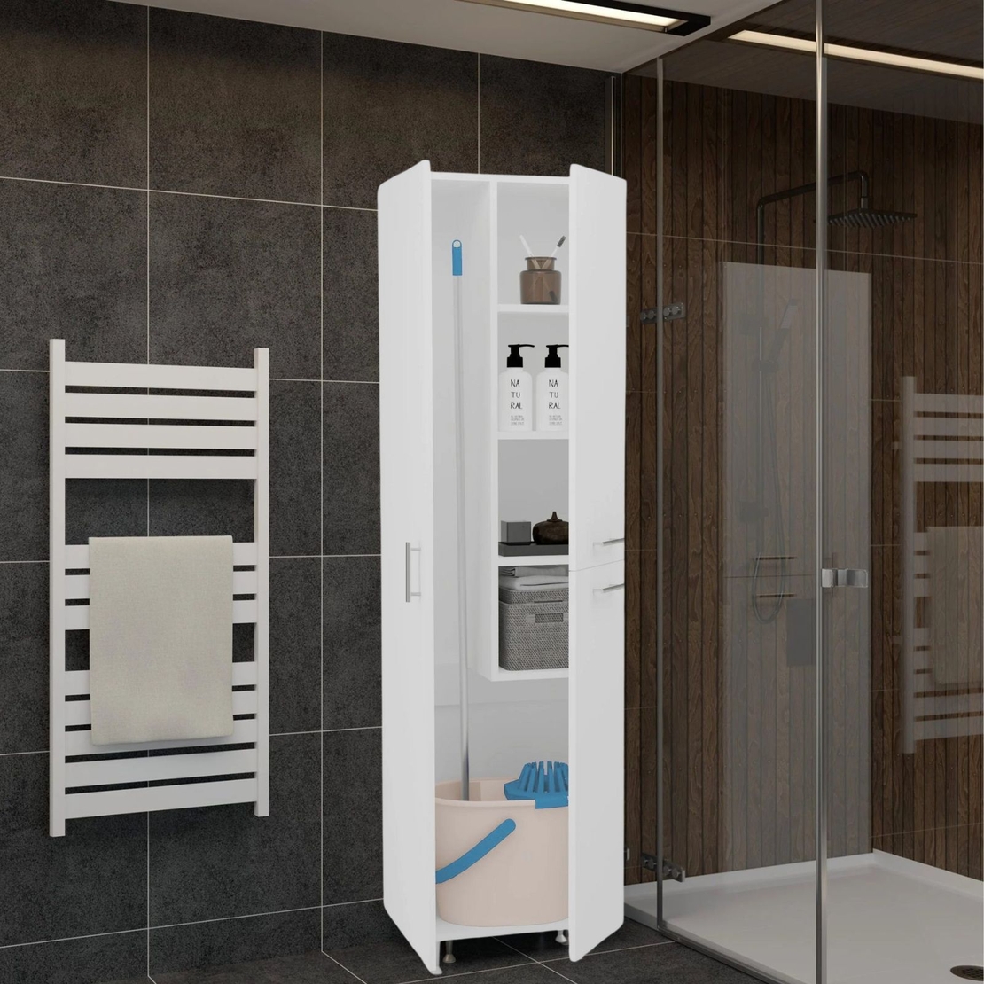 ארון שרות עם מקום אחסון למגב/מטאטא ודלי דגם אביעד AVIAD