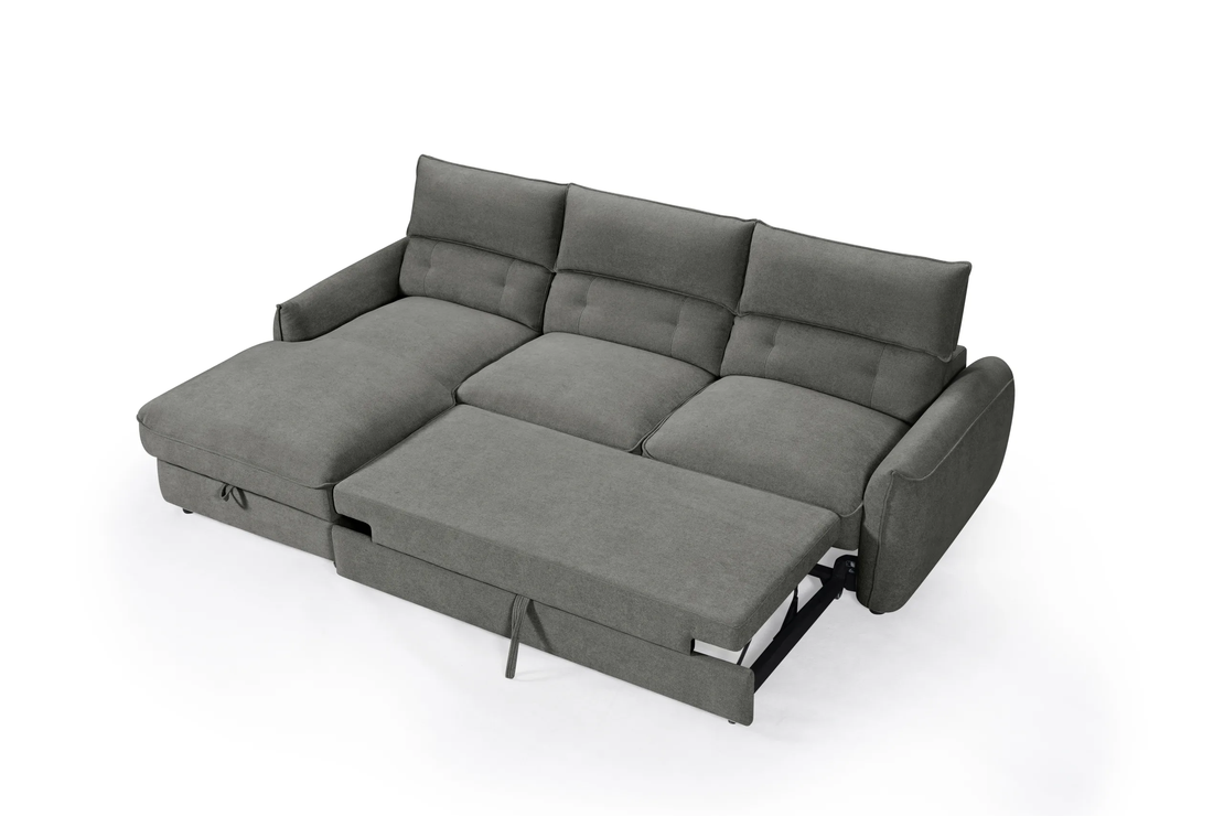 מערכת ישיבה פינתית נפתחת למיטה דגם ולנטיין אפור