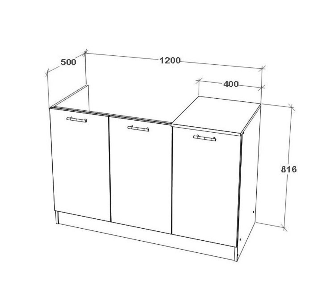 ארון מטבח מודרני ברוחב 1.2 כולל כיור נירוסטה דגם שירה