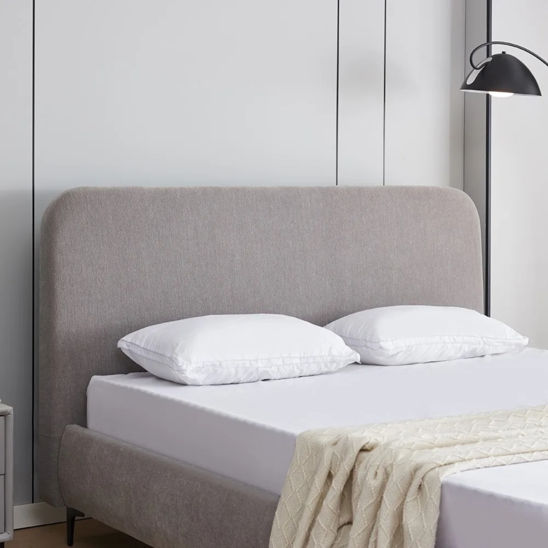 מיטה זוגית מרופדת בד רחיץ 3D עם רגלי ברזל דגם קורין אפור