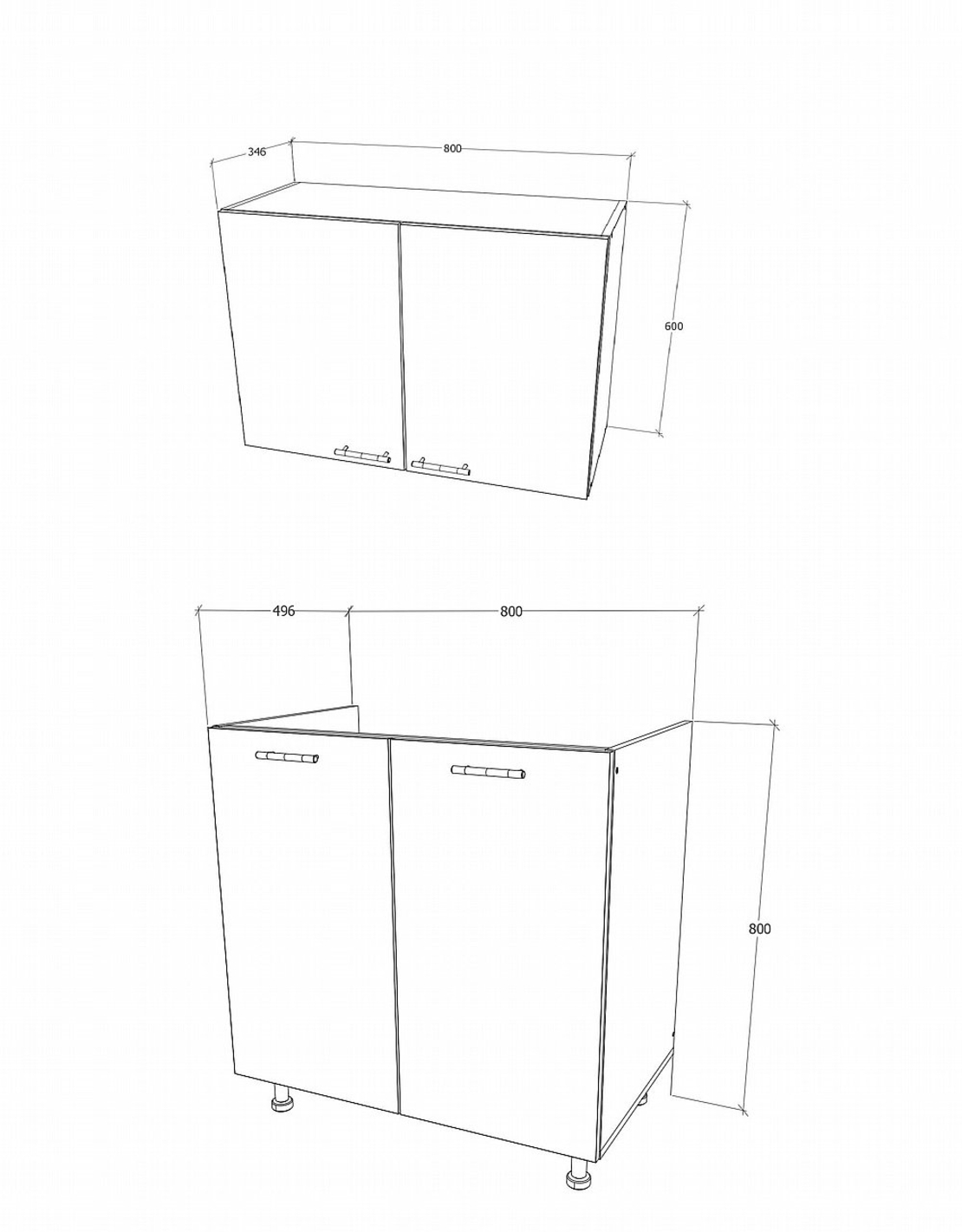 ארונות מטבח מודרני ברוחב 80 כולל כיור נירוסטה דגם נאפולי Napoli לבן