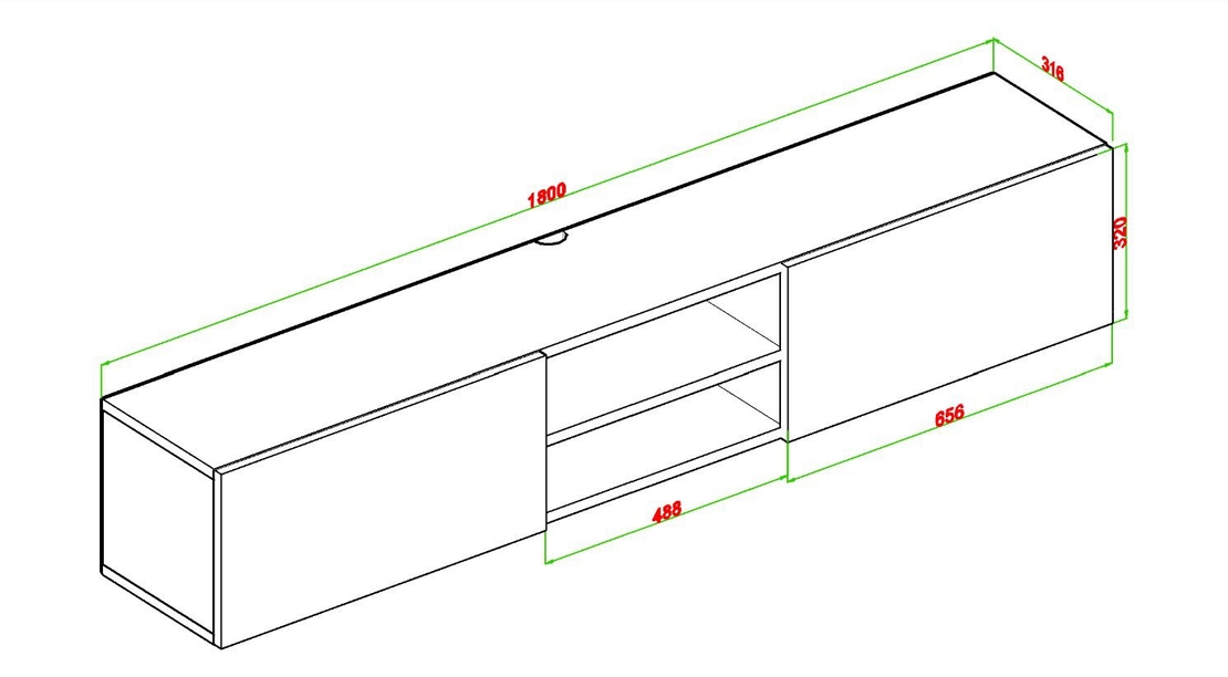 מזנון צף תלוי ברוחב 180 דגם איתי ITAY לבן