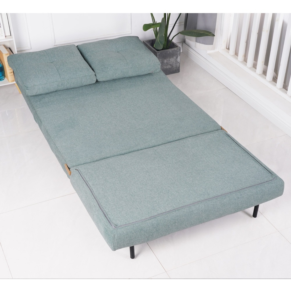 ספה ברוחב 120 נפתחת למיטה מרופדת בד רחיץ דגם לילך ירוק