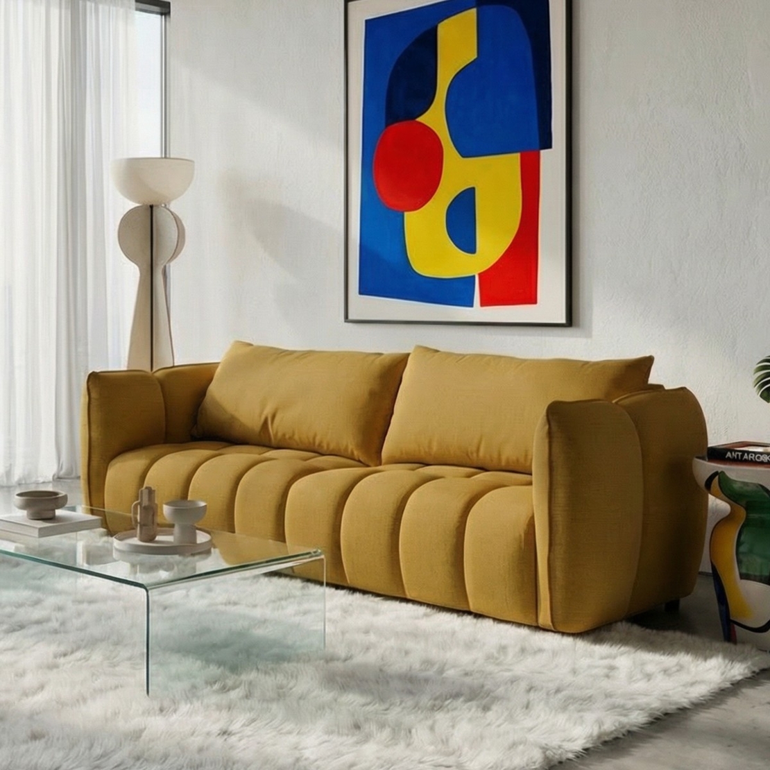 ספה תלת מושבית מעוצבת דגם ספוקי SPOOKY כתום