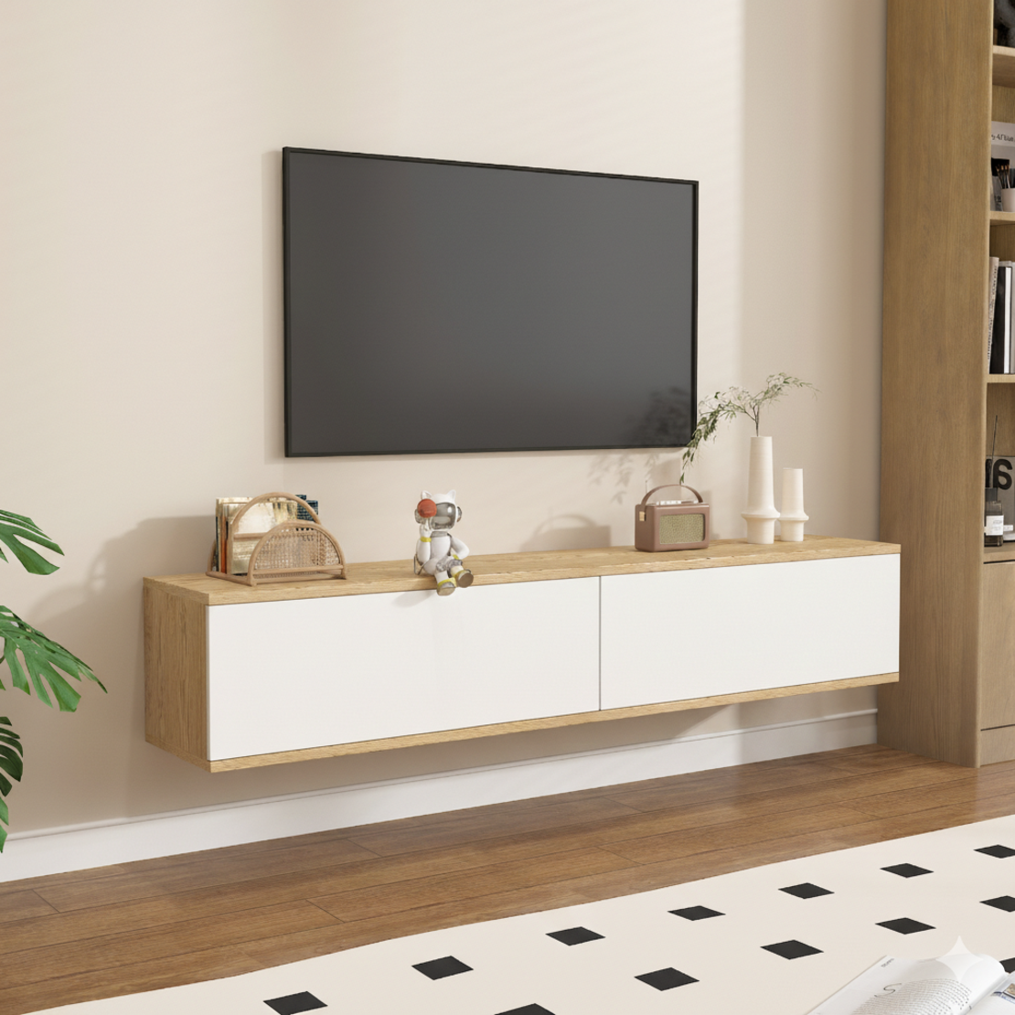 מזנון צף ברוחב 160 דגם אווה EVA אלון משולב דלתות לבנות