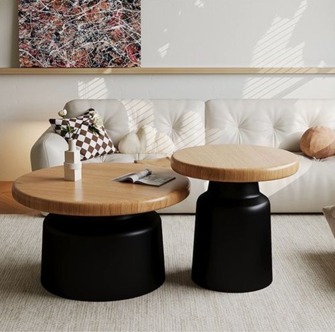 זוג שולחנות סלון מעוצבים מעץ איכותי דגם אריסטו