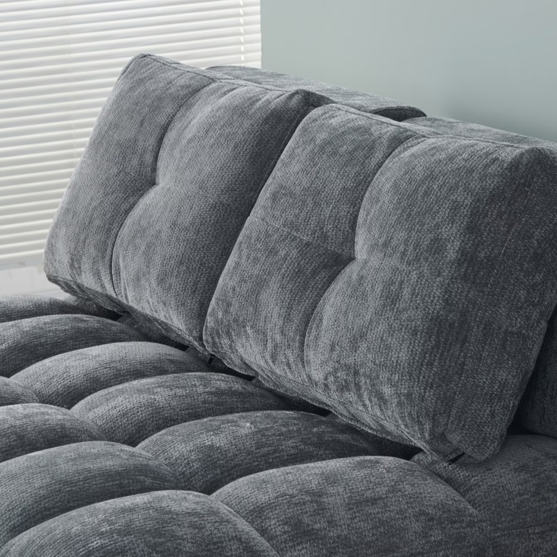 ספה נפתחת למיטה רחבה עם ראש מתכוונן דגם טקילה אפור