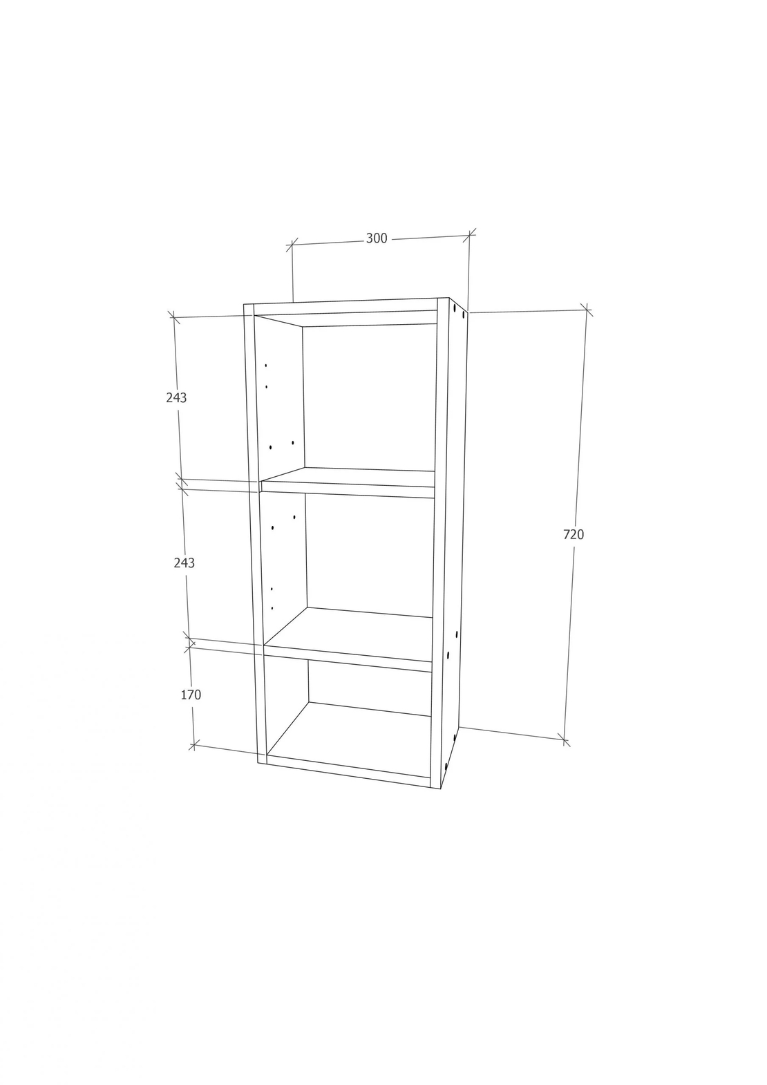 ארונית אמבטיה ושירותים תלויה 30x72 עם דלת ומדף פתוח דגם נרקיס