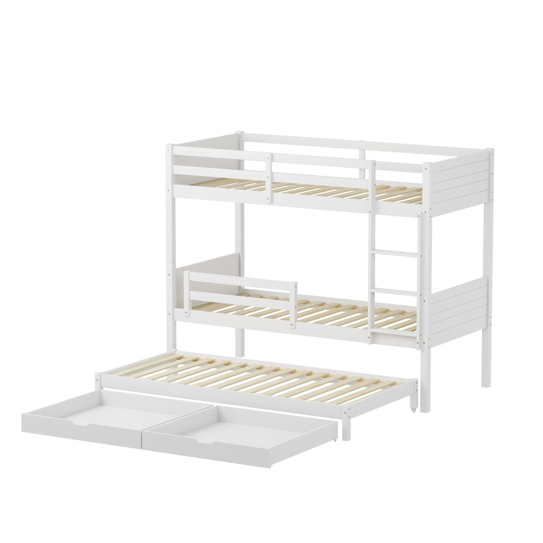 מיטת קומתיים מעץ מלא ואיכותי כולל מיטת חבר מגירות אחסון ו 3 מזרנים דגם אוליבר