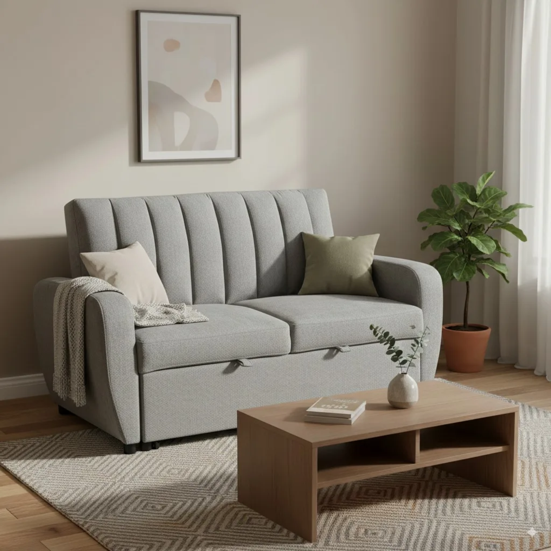 ספה דו מושבית מבד נפתחת למיטה זוגית דגם נפאל אפור