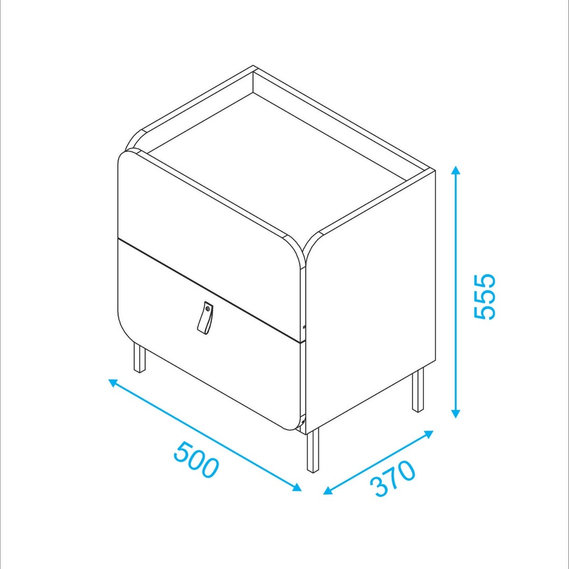 שידת לילה עם שתי מגירות דגם פול PAUL