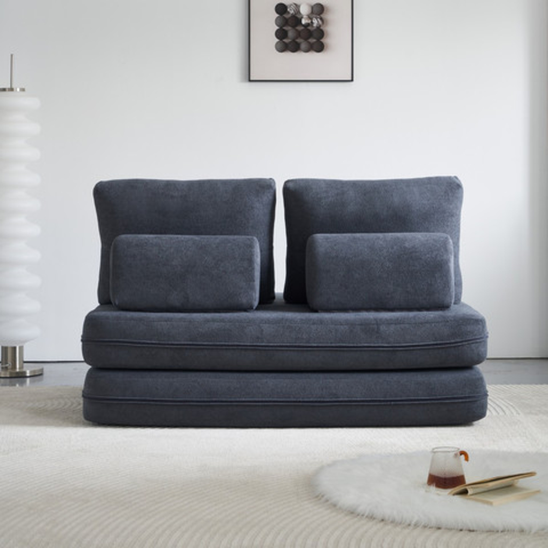 ספה דו-מושבית נפתחת למיטה זוגית דגם קסנדרה CASSANDRA אפור כהה