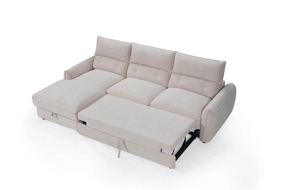 מערכת ישיבה פינתית נפתחת למיטה דגם ולנטיין בז'