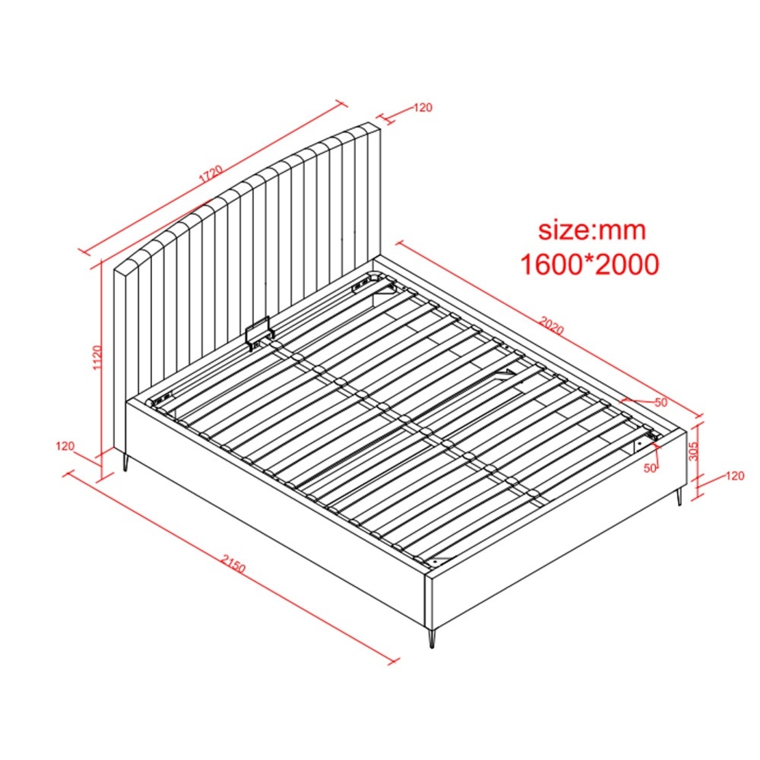 מיטה זוגית מעוצבת ריפוד בד רחיץ עם ארגז מצעים מעץ דגם זואי אבן